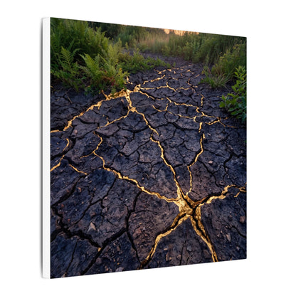 Cracked Earth Canvas Art | Summer Kintsugi Crackle Gold Art