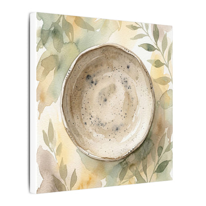 Ceramic Bowl Watercolor Canvas Art | Warm Japandi Art