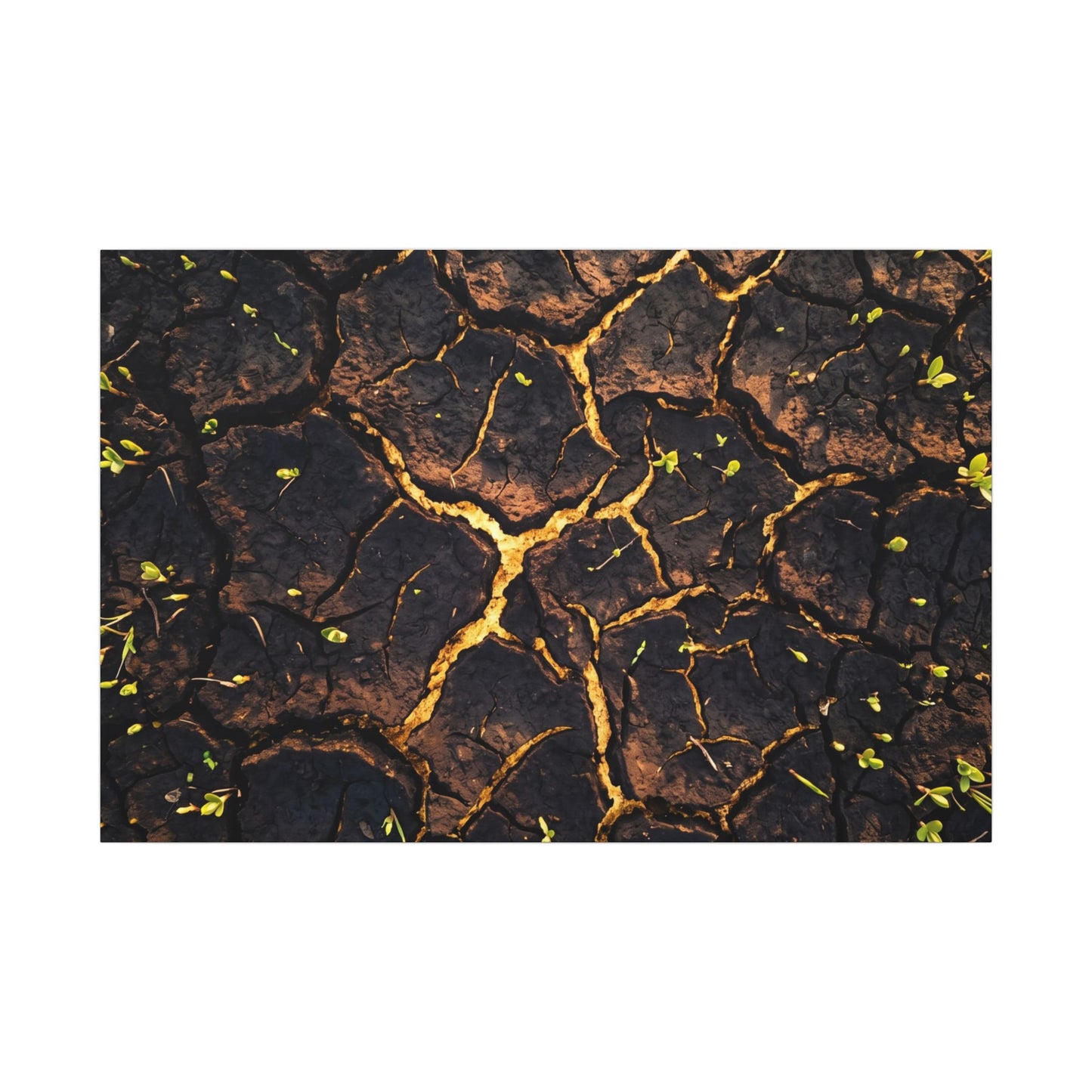 Cracked Earth Moody Minimal Canvas Art | Sophisticated Dark Japandi Art
