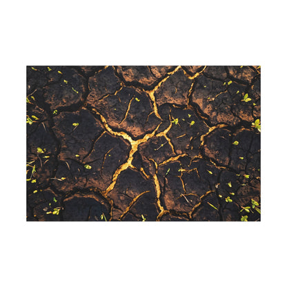 Cracked Earth Moody Minimal Canvas Art | Sophisticated Dark Japandi Art