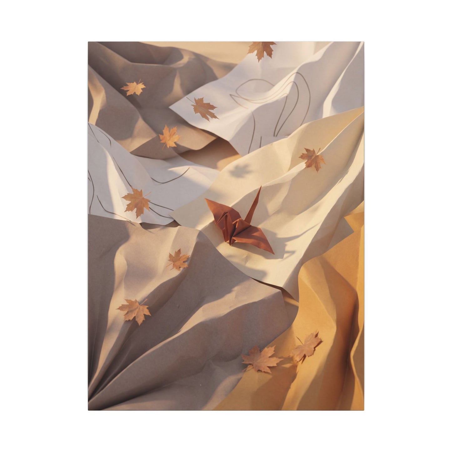 Autumn Paper Fold Minimal Line Canvas Art | Cozy Decor
