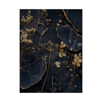 Dried Flowers Broken Beauty Wall Art Print | Healing Kintsugi Art