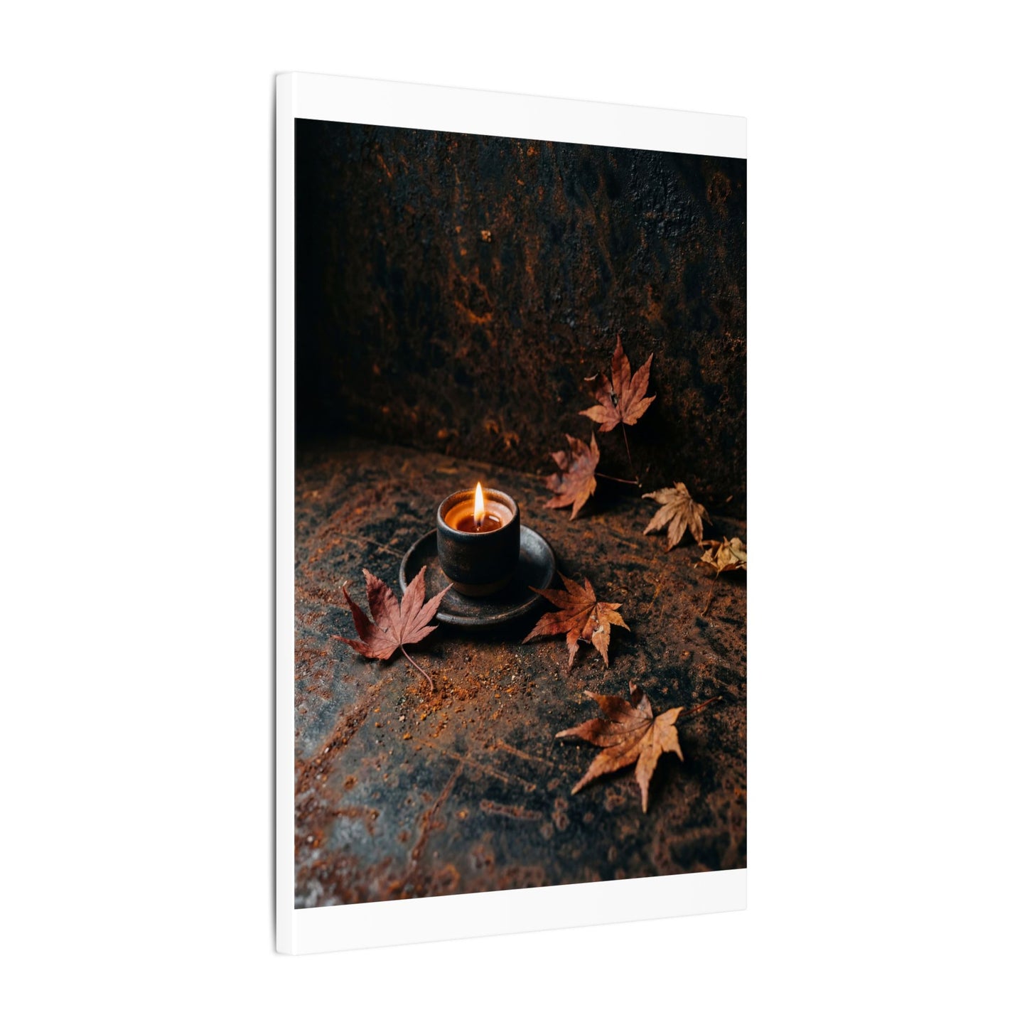 Dark Japandi Rust Patina in Candlelight | Shadow Zen Canvas Art