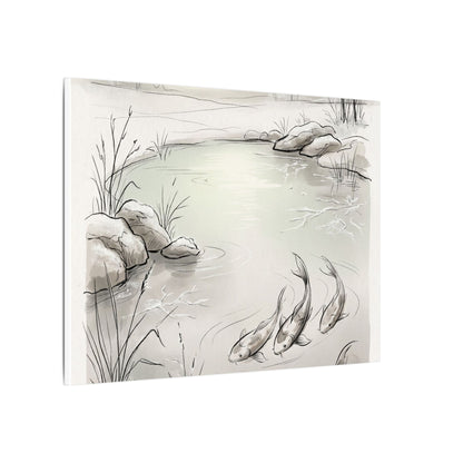 Koi Pond Minimal Line Canvas Art | Cozy Japandi Art