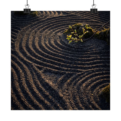 Rock Garden Shadow Zen Wall Art Print | Atmospheric Dark Japandi Art