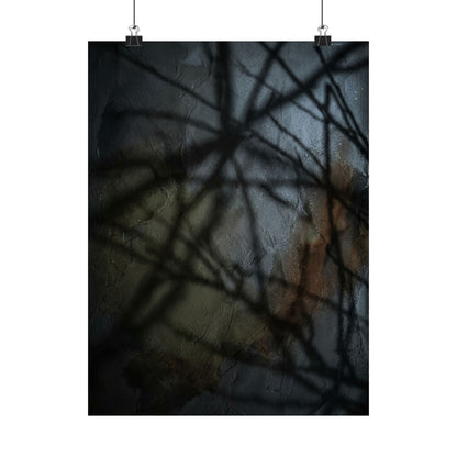 Shadow Play Wall Art Print | Winter Dark Japandi Dark Texture Art