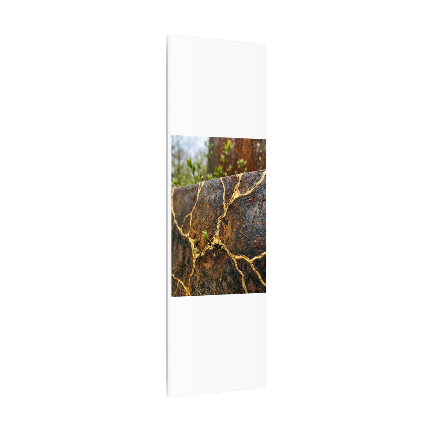 Mono No Aware Rust Patina Canvas Art - Kintsugi Gold Repair
