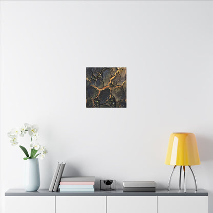 Cracked Earth Spring Canvas Art | Dark Japandi Atmospheric Design
