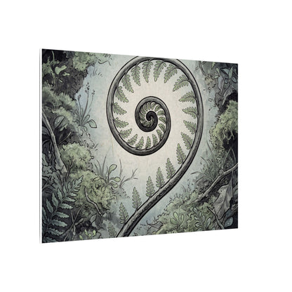 Zen Fern Unfurling in Dawn | Ukiyo E Inspired Canvas Art