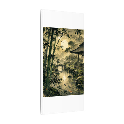 Moonlit Garden Sumi E Canvas Art | Calm Zen Art