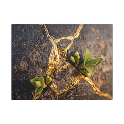 Rust Patina Gold Repair Canvas Art | Resilient Kintsugi Art