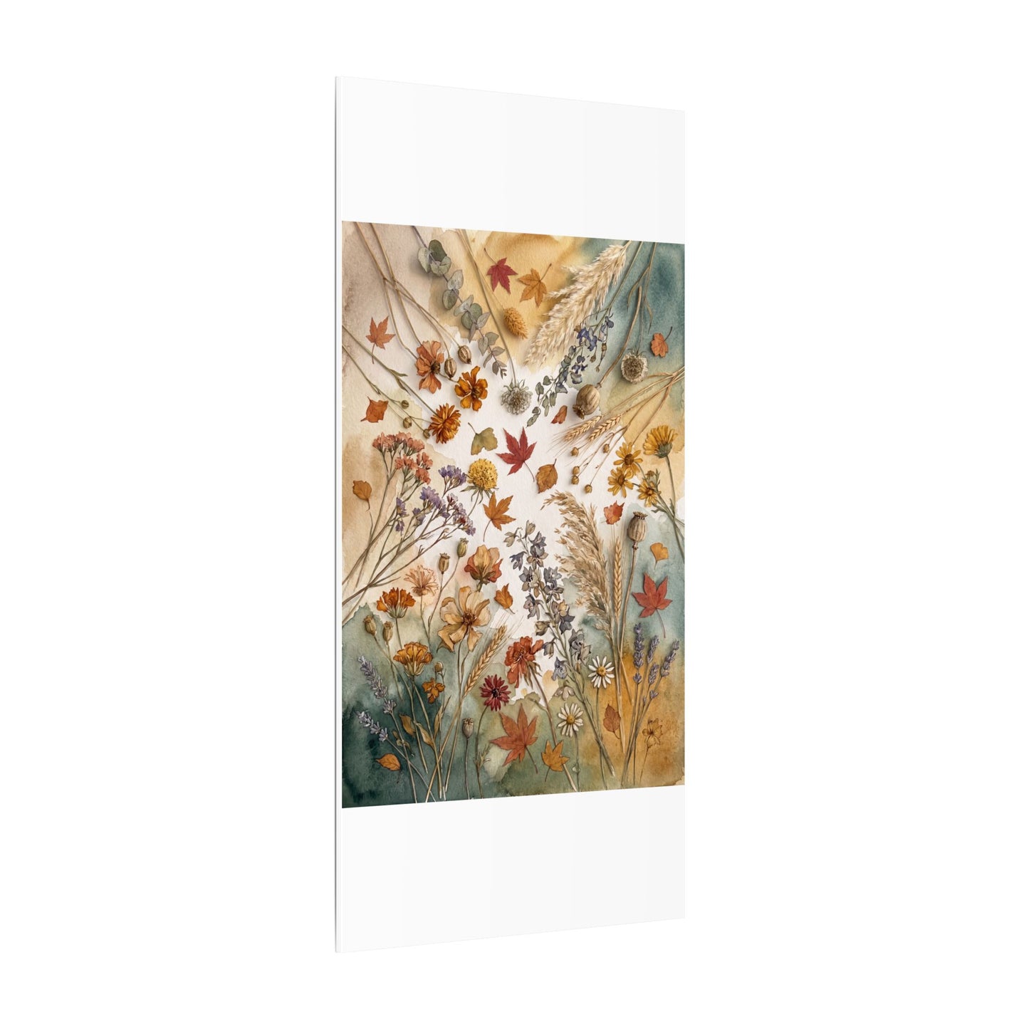 Dried Flowers Canvas Art | Autumn Japandi Watercolor Art