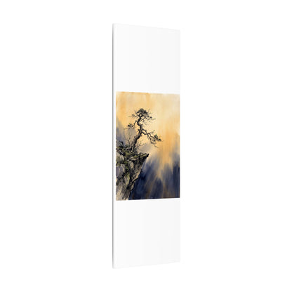 Zen Pine Tree in Golden Hour | Sumi E Canvas Art