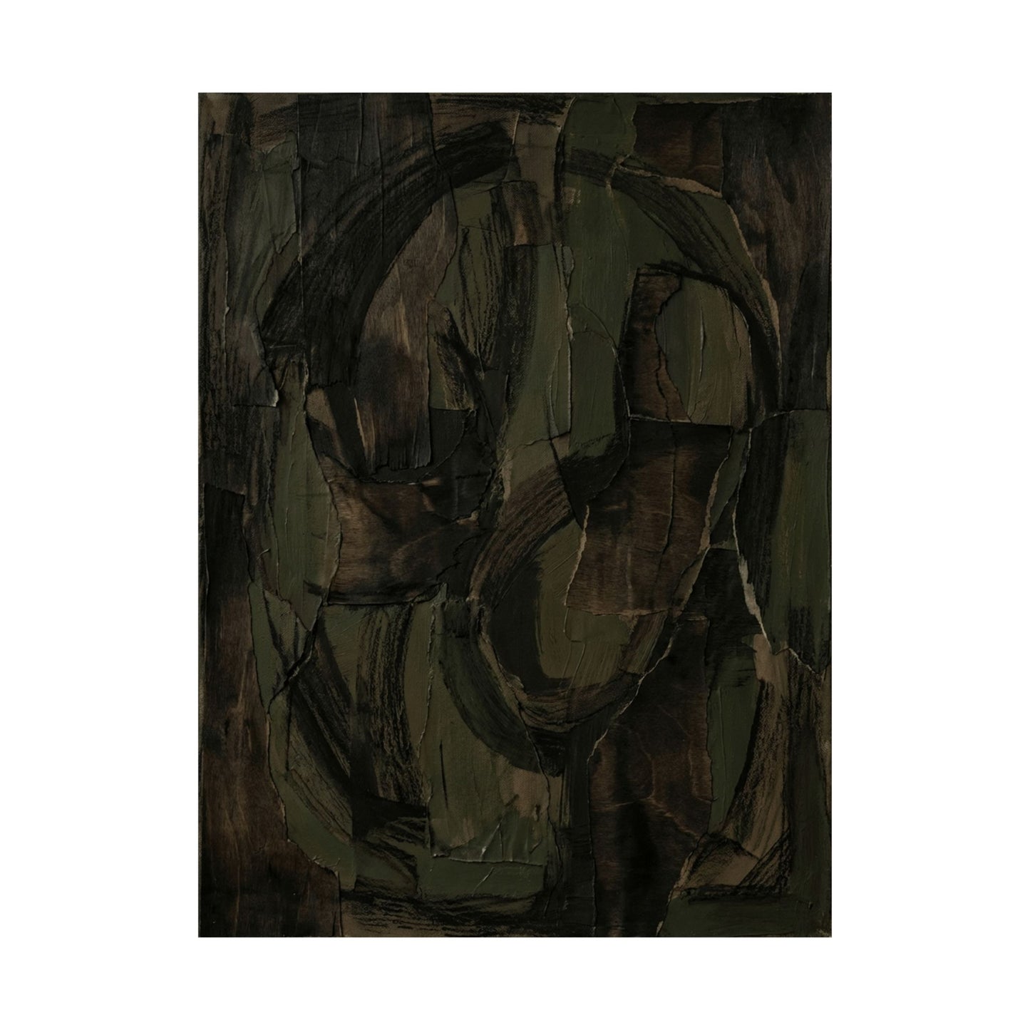 Mixed Media Dark Japandi Textured Wall Art Print