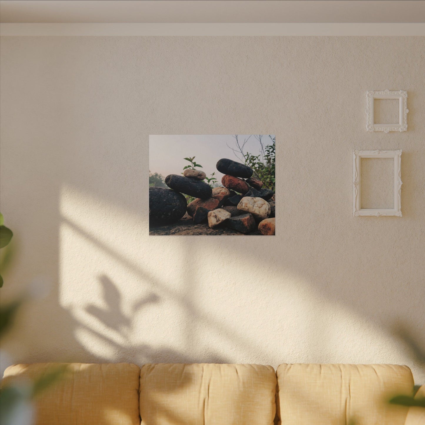 River Stones Canvas Art | Spring Kintsugi Broken Beauty Art