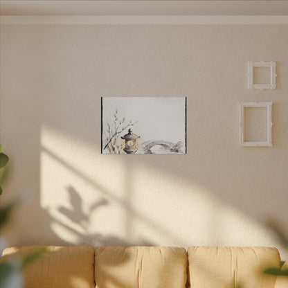 Moonlit Garden Spring Canvas Art | Zen Contemplative Design