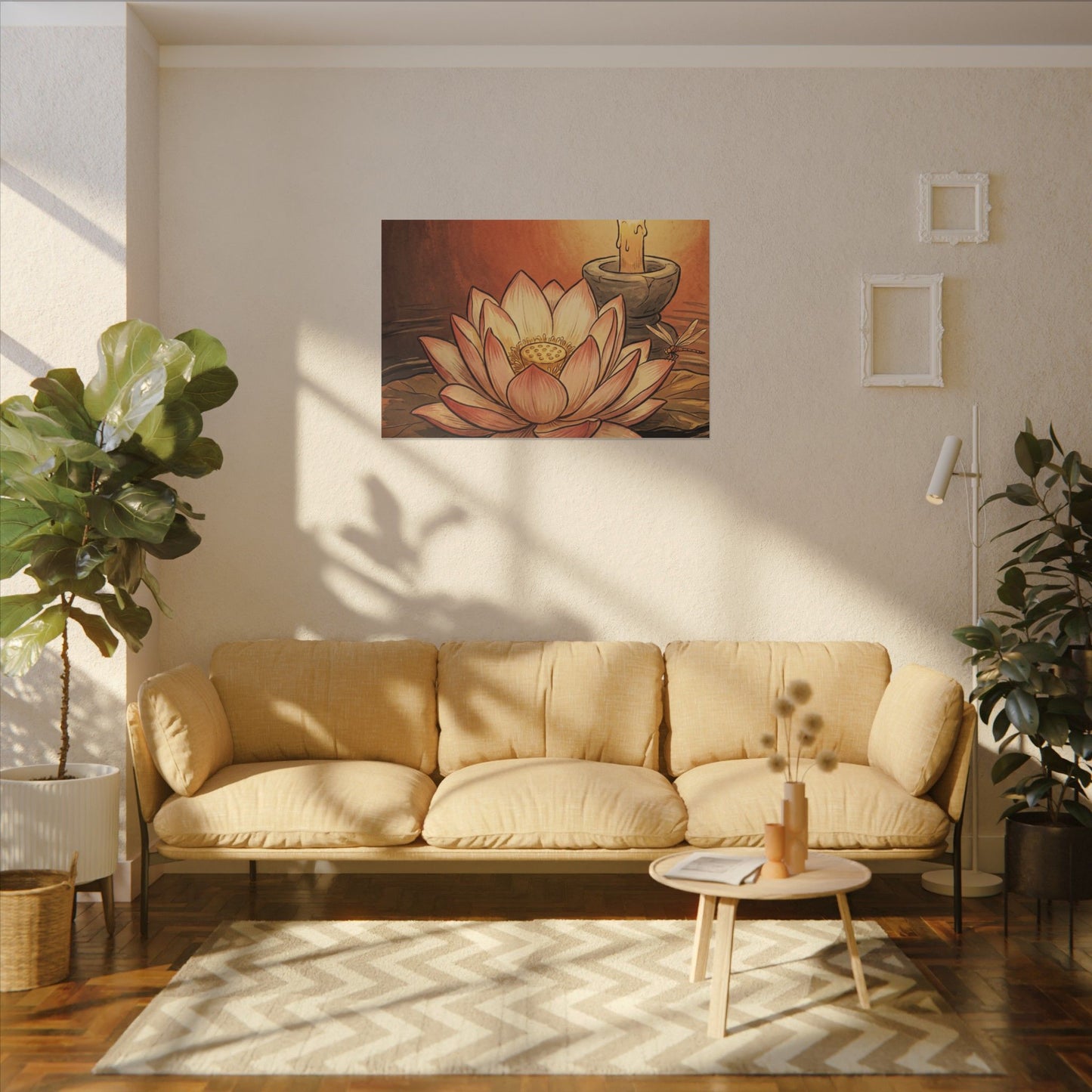 Lotus Flower Summer Canvas Art | Zen Contemplative Design