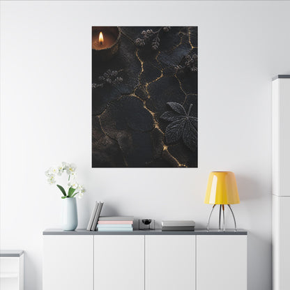 Candlelight Cracked Earth Canvas Art - Dark Japandi Ma