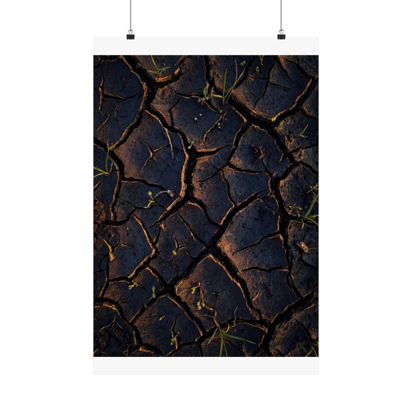 Cracked Earth Moody Minimal Wall Art Print | Sophisticated Dark Japandi Art Art Print