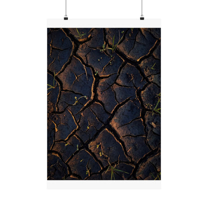 Cracked Earth Moody Minimal Wall Art Print | Sophisticated Dark Japandi Art Art Print