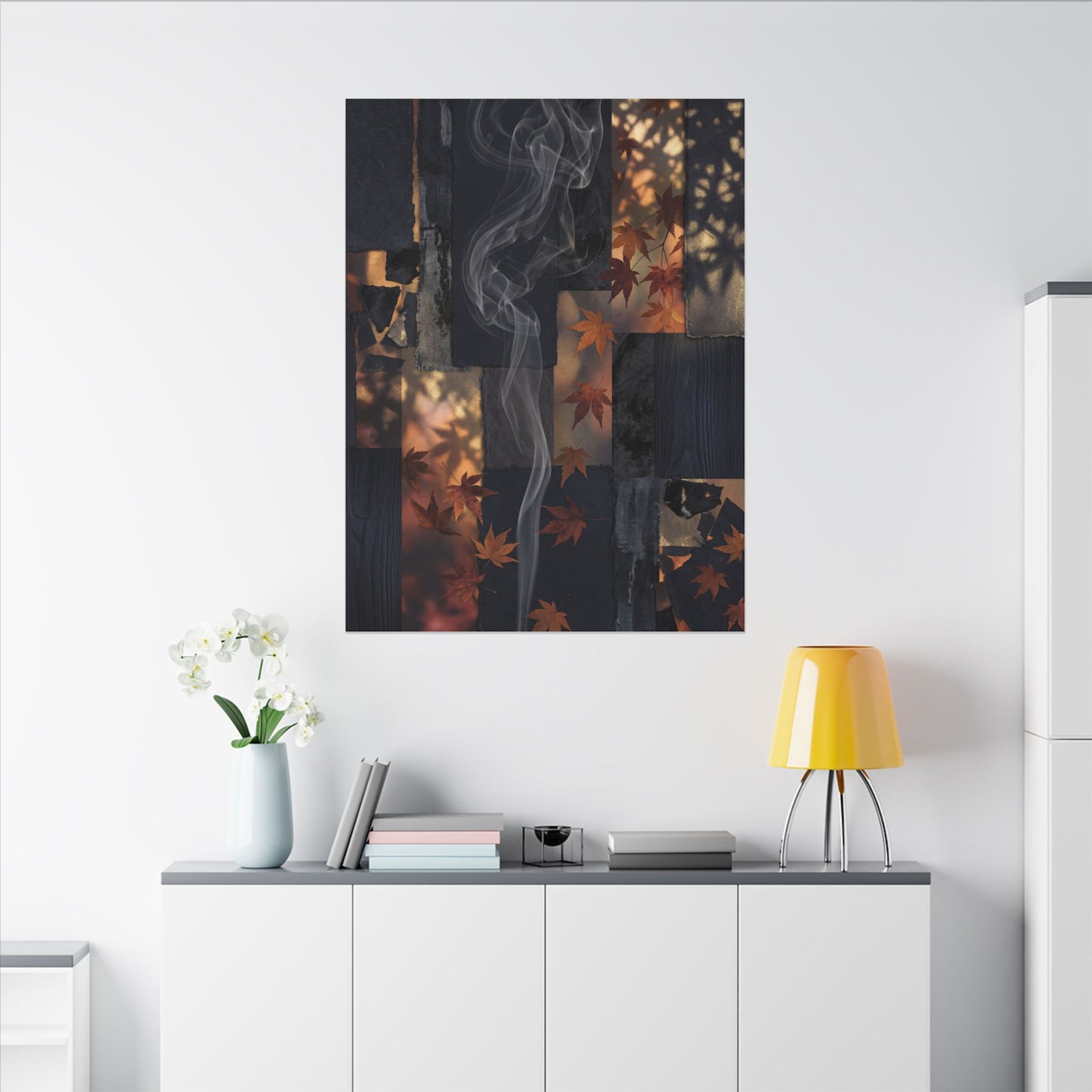 Autumn Incense Smoke Dark Texture Canvas Art | Sophisticated Decor