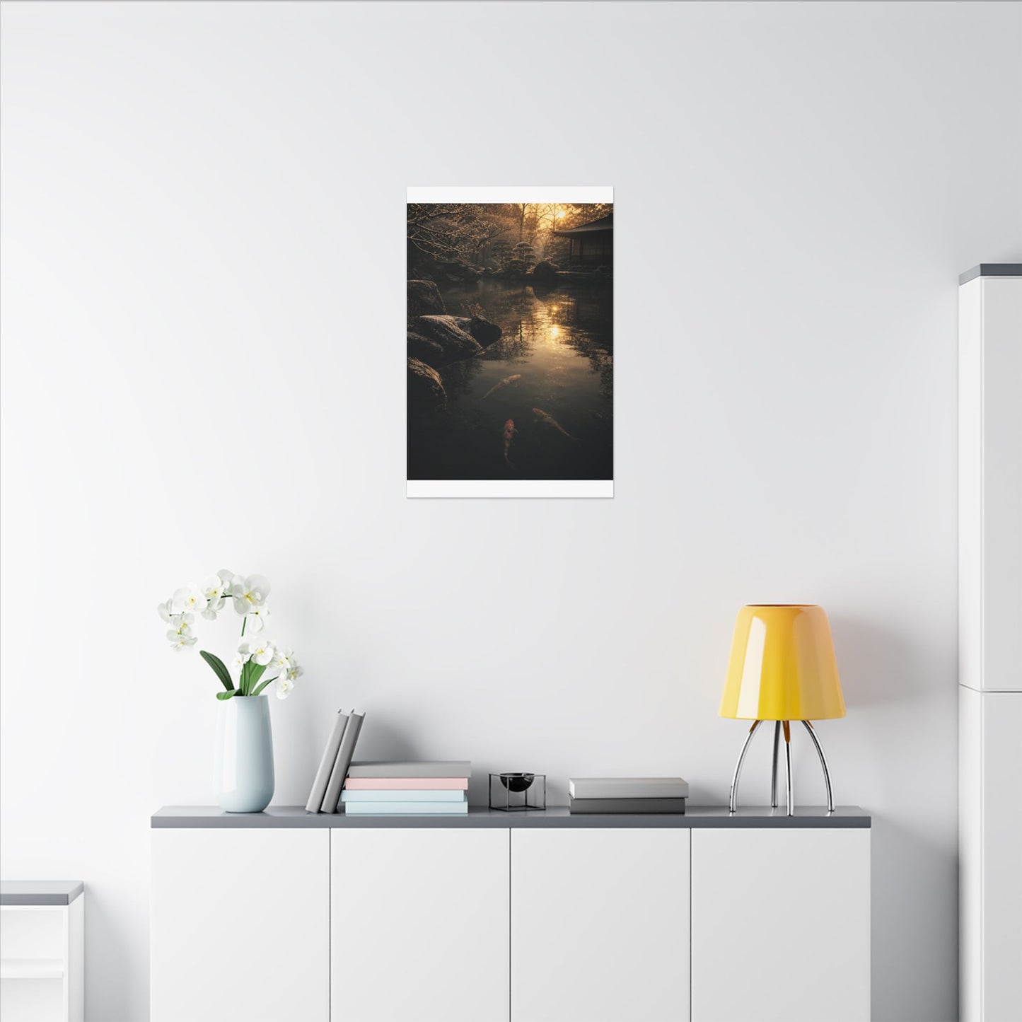 Winter Koi Pond Shadow Zen Canvas Art | Bold Decor