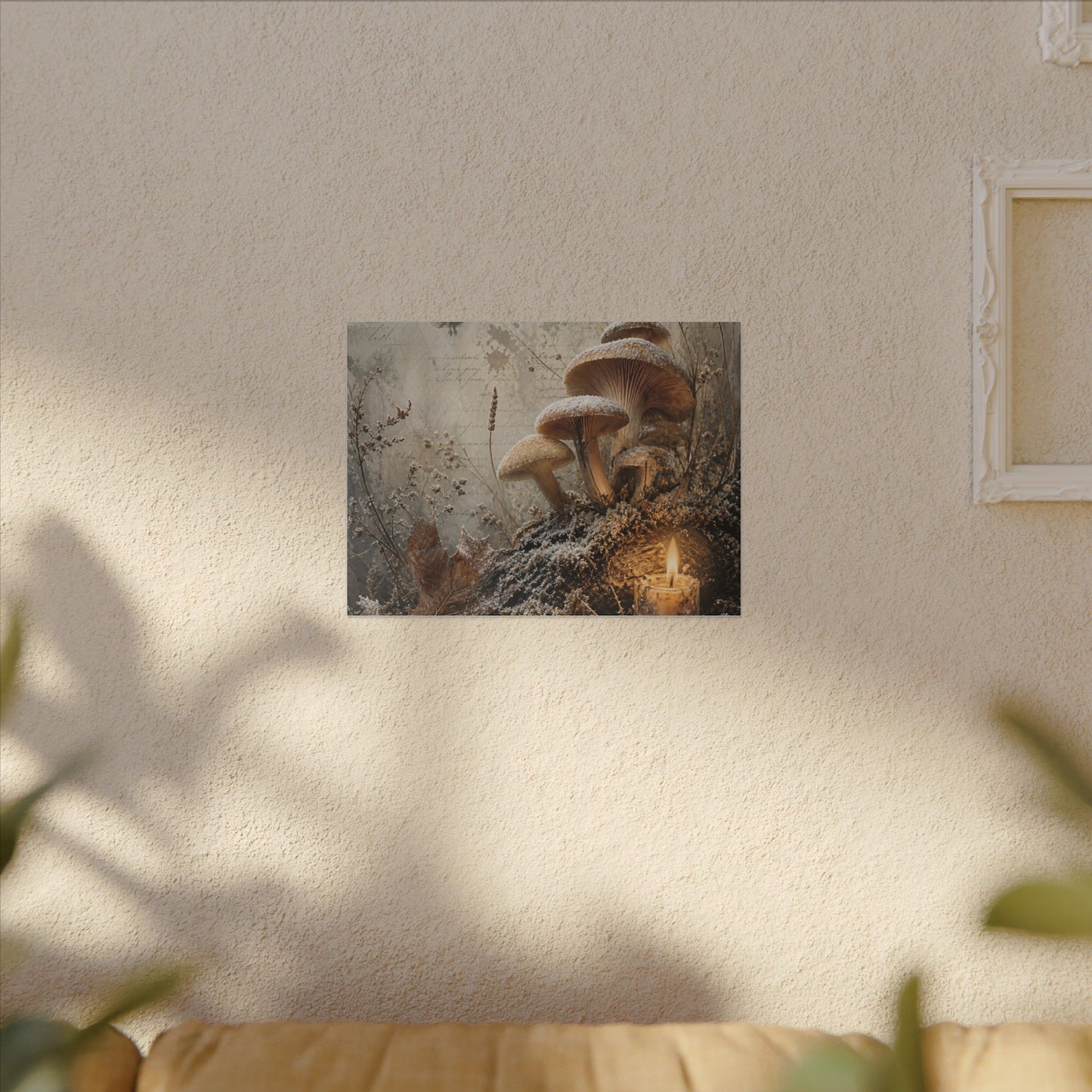 Wild Mushrooms Texture Canvas Art | Elegant Japandi Art