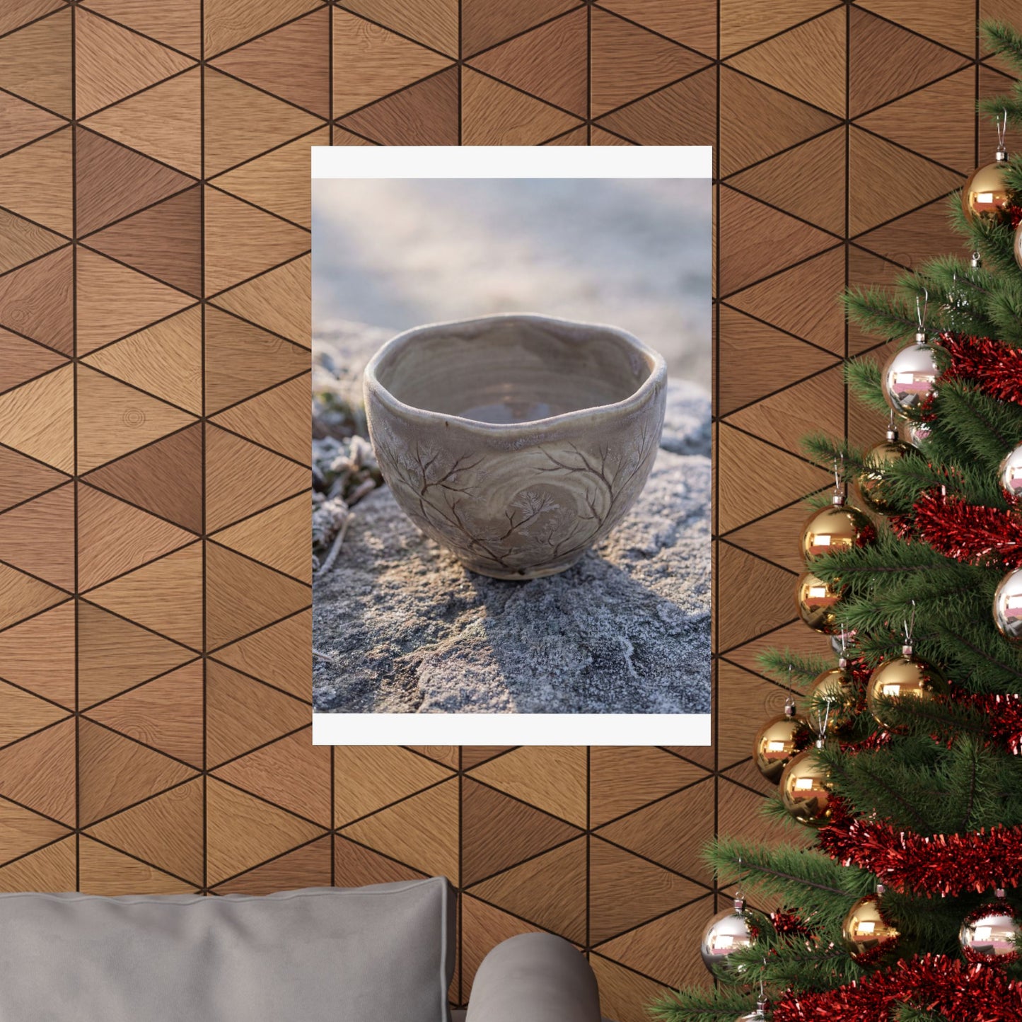 Japandi Ceramic Bowl in Dawn | Japanese Pattern Wall Art Print