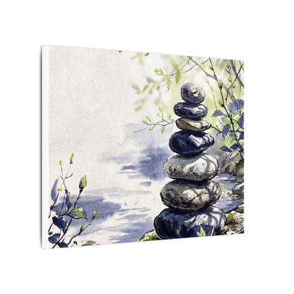 River Stones Sumi E Canvas Art | Serene Zen Art