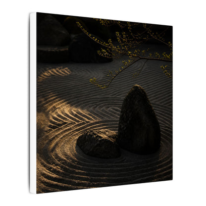 Ma Rock Garden Canvas Art - Dark Japandi Shadow Zen