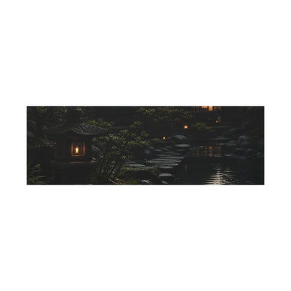 Moonlit Garden Shadow Zen Canvas Art | Sophisticated Dark Japandi Art