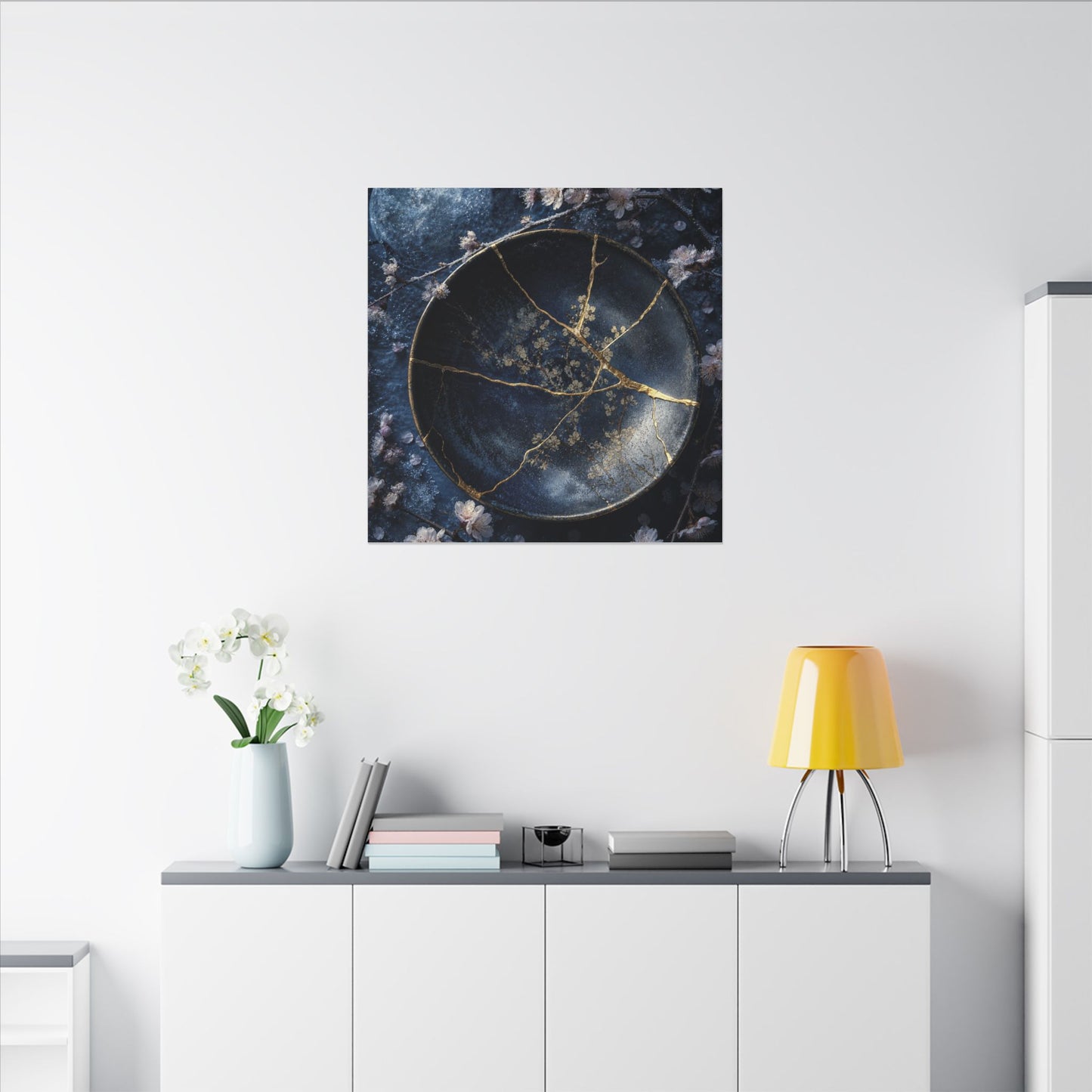 Cherry Blossom Winter Canvas Art | Kintsugi Philosophical Design