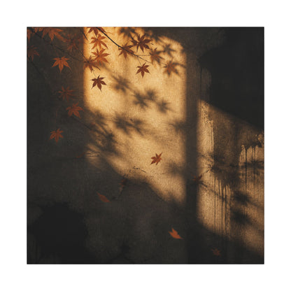 Shadow Play Canvas Art | Autumn Dark Japandi Charcoal Ink Art