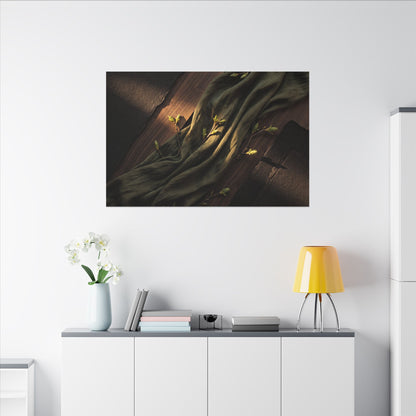 Silk Drape Canvas Art | Spring Dark Japandi Dark Texture Art