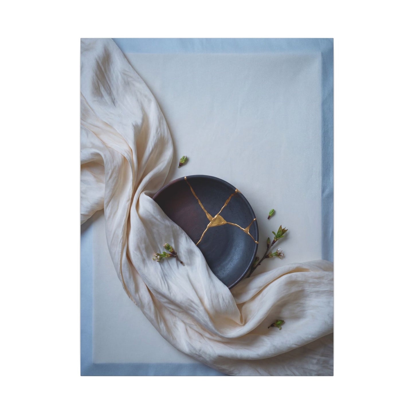 Ma Silk Drape Canvas Art - Kintsugi Gold Repair