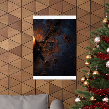 Dark Japandi Rust Patina in Candlelight | Charcoal Ink Wall Art Print