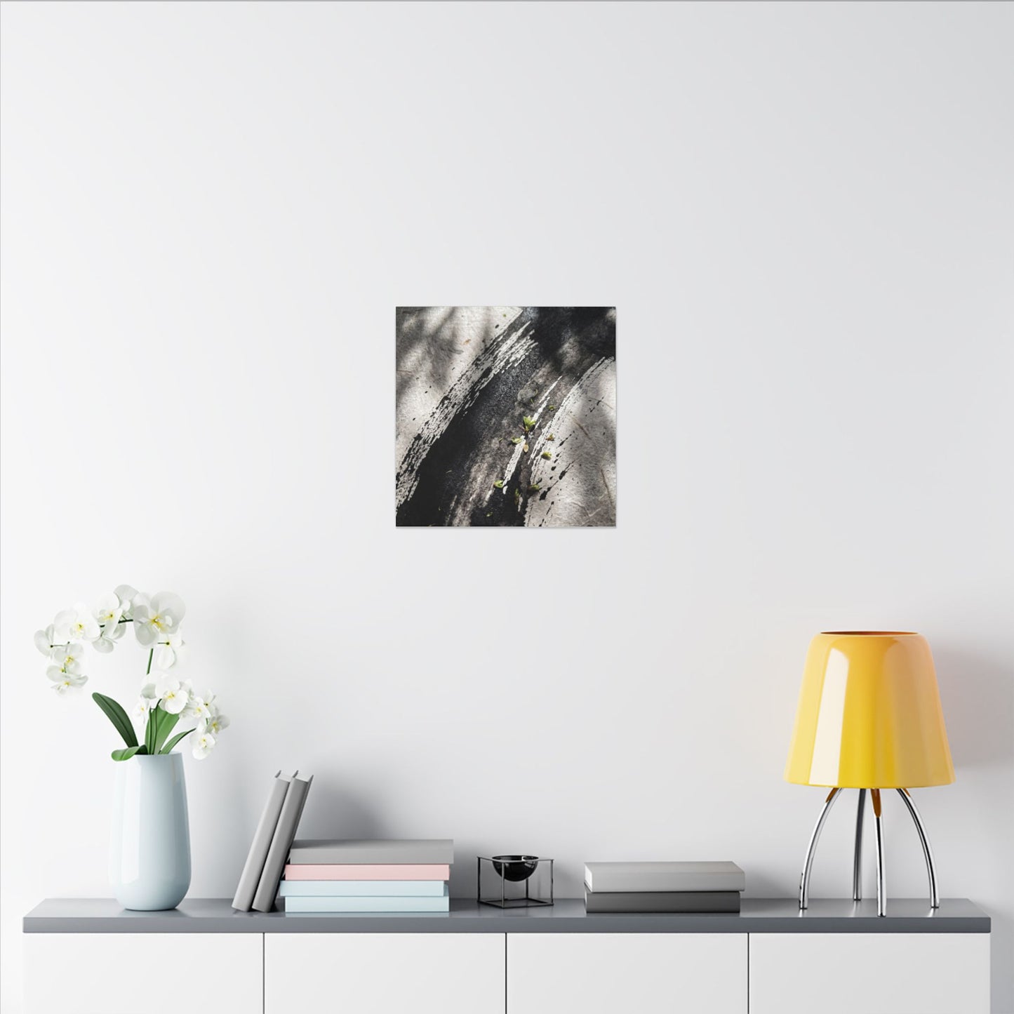 Ink Brushstroke Canvas Art | Spring Dark Japandi Moody Minimal Art