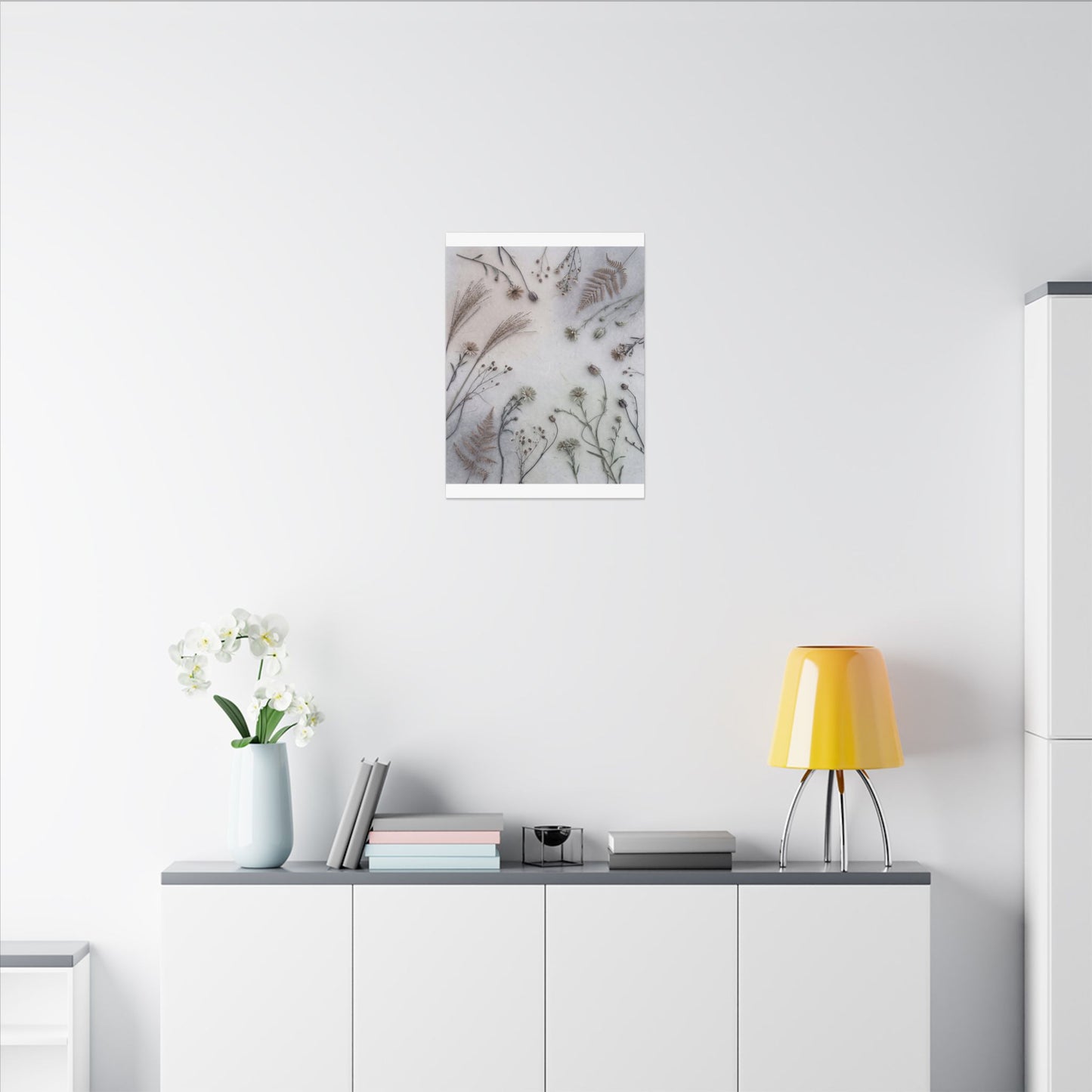 Dried Flowers Japanese Pattern Canvas Art | Elegant Japandi Art