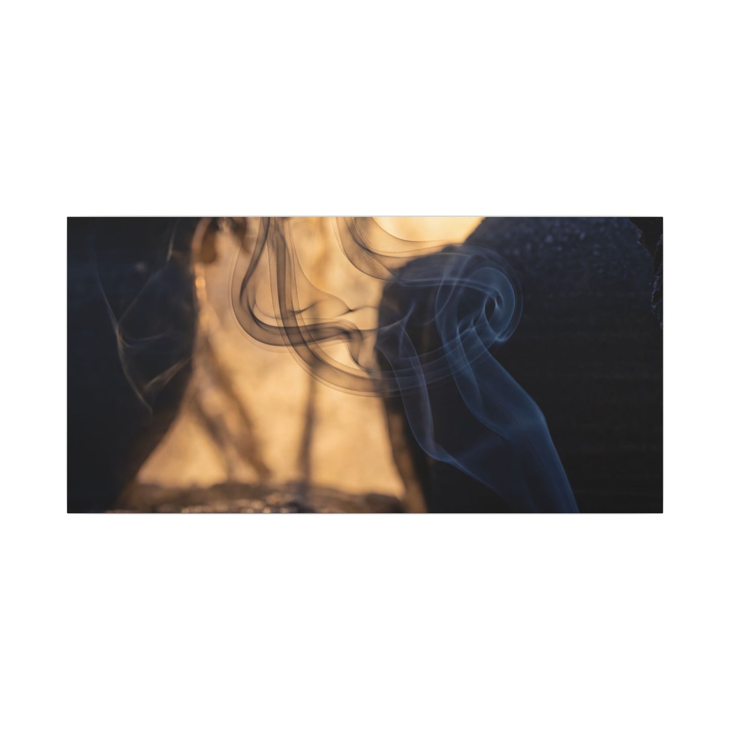 Incense Smoke Canvas Art | Winter Dark Japandi Shadow Zen Art