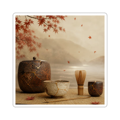 Philosophical Tea Ceremony Sticker - Gold Vein Kintsugi