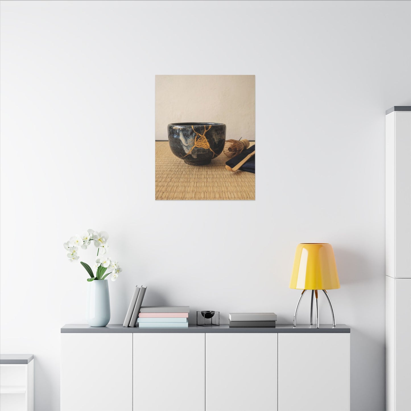 Kanso Tea Ceremony Canvas Art - Kintsugi Gold Vein