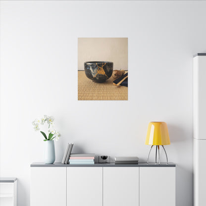Kanso Tea Ceremony Canvas Art - Kintsugi Gold Vein