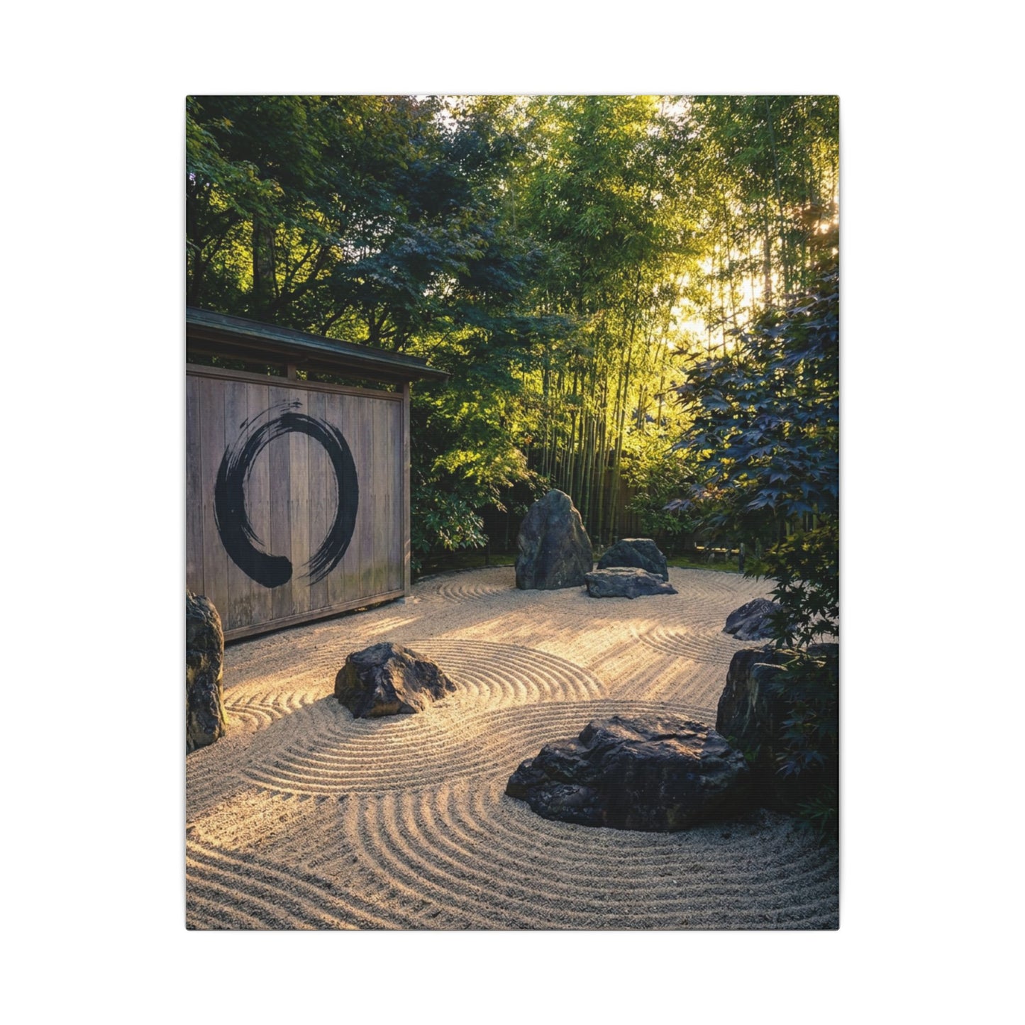 Rock Garden Enso Canvas Art | Tranquil Zen Art