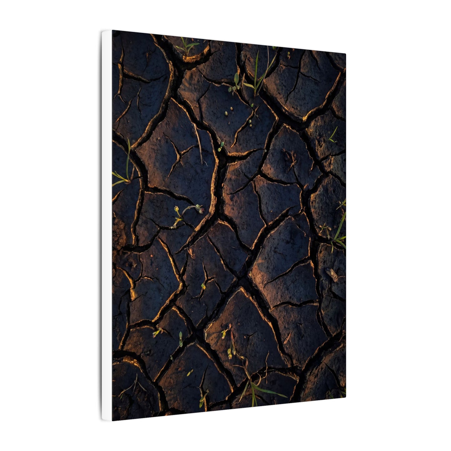 Cracked Earth Moody Minimal Canvas Art | Luxurious Dark Japandi Art