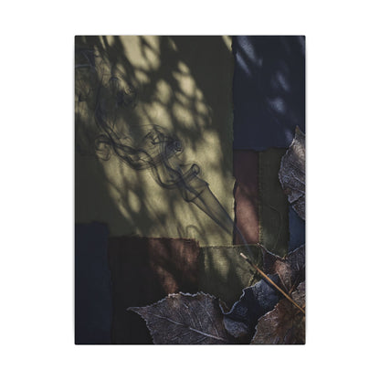 Ma Incense Smoke Canvas Art - Dark Japandi Dark Texture
