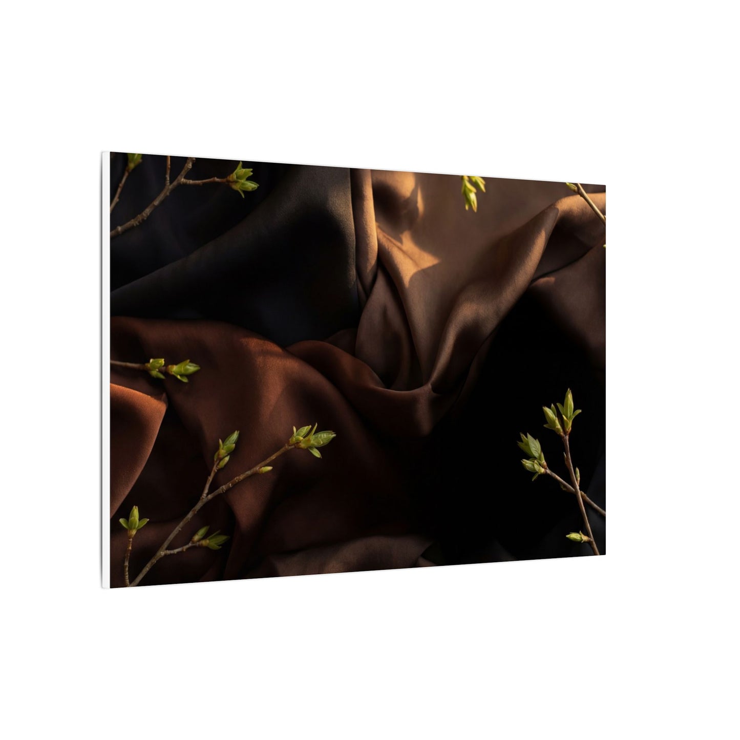 Dark Japandi Silk Drape in Golden Hour | Moody Minimal Canvas Art