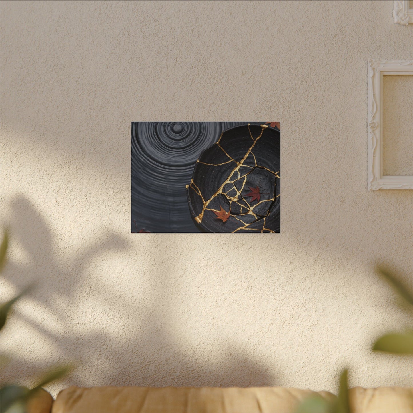 Philosophical Water Ripple Canvas Art - Gold Repair Kintsugi