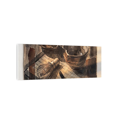 Tea Ceremony Charcoal Ink Canvas Art | Luxurious Dark Japandi Art