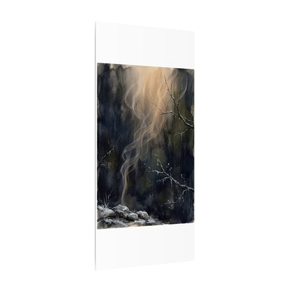 Incense Smoke Winter Canvas Art | Dark Japandi Moody Design