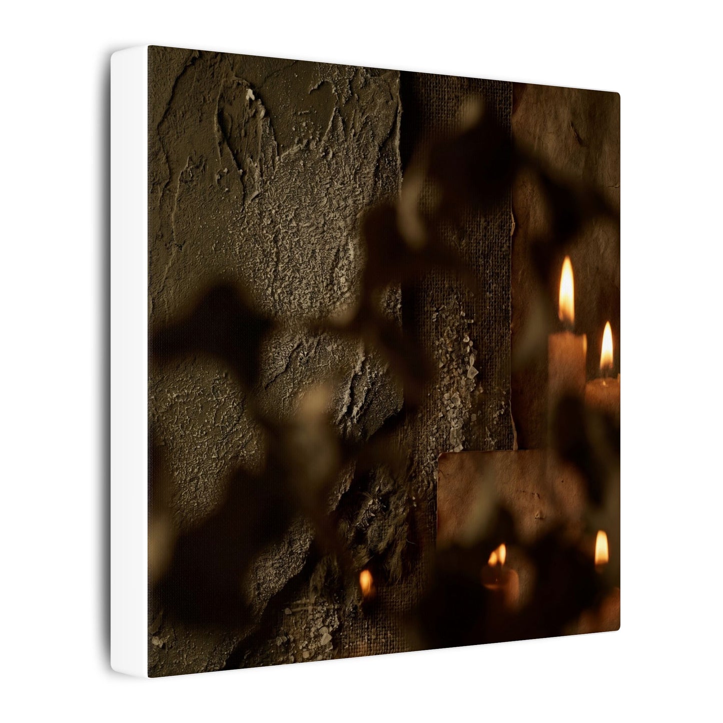 Shadow Play Dark Texture Canvas Art | Moody Dark Japandi Art